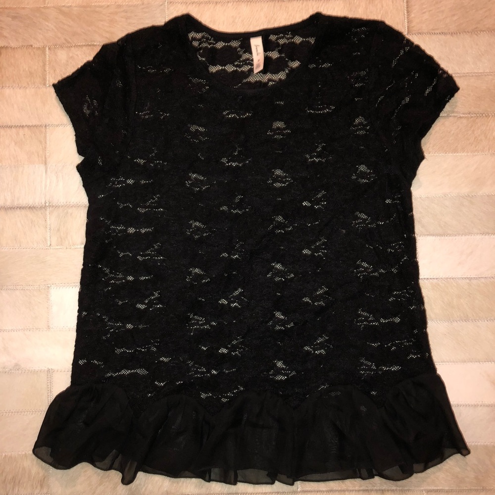 Black Lace Peplum Top
